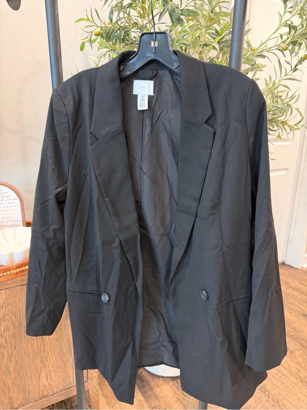 H&M Black Women's Blazer Jacket - Relaxed Tailored Fit